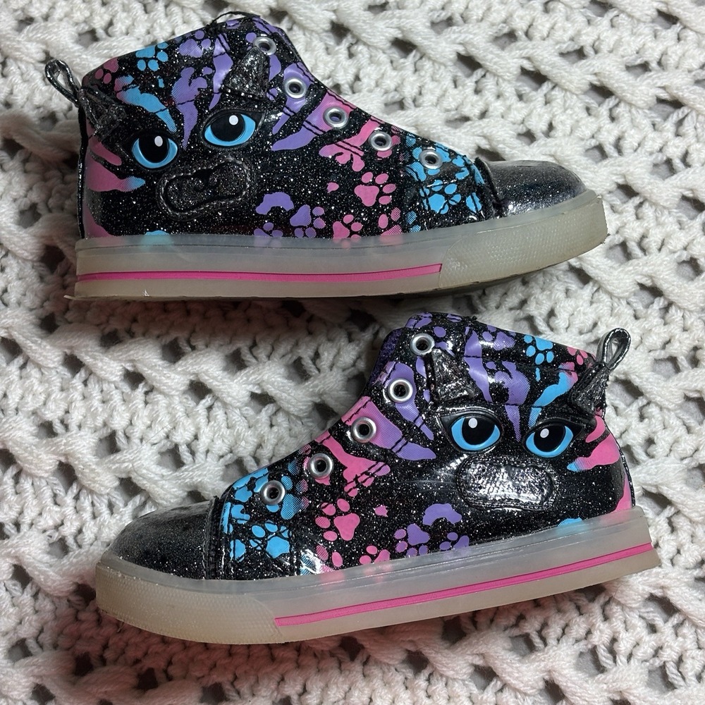 Athletic Works Girls Light Up High Top Sneakers Shoes, Multicolor Size 9